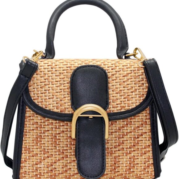 Retro Straw Woven Handbag Womens Small Cross Body Bag Shoulder Messenger Satchel